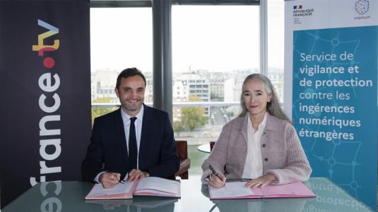 Signature du partenariat entre France Télévisions et Viginum